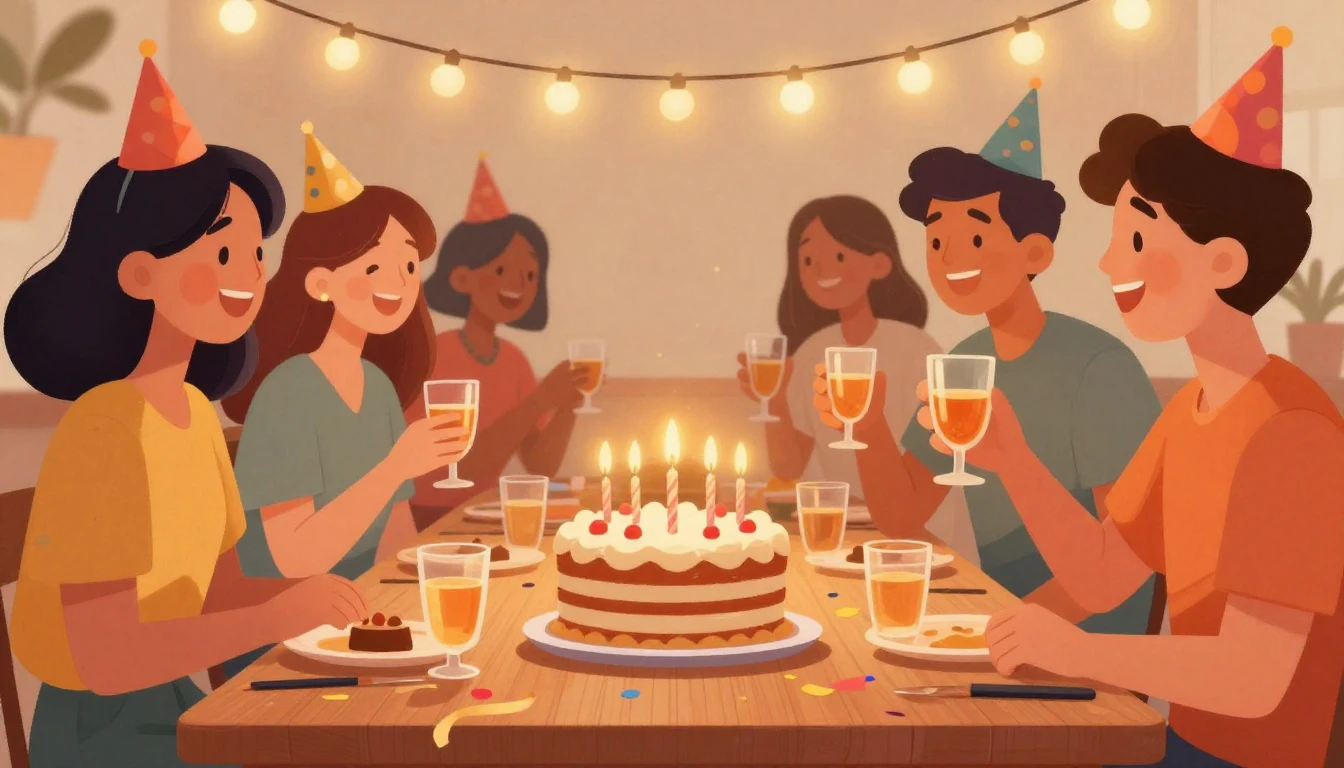 A vibrant and joyful digital illustration representing a bir...