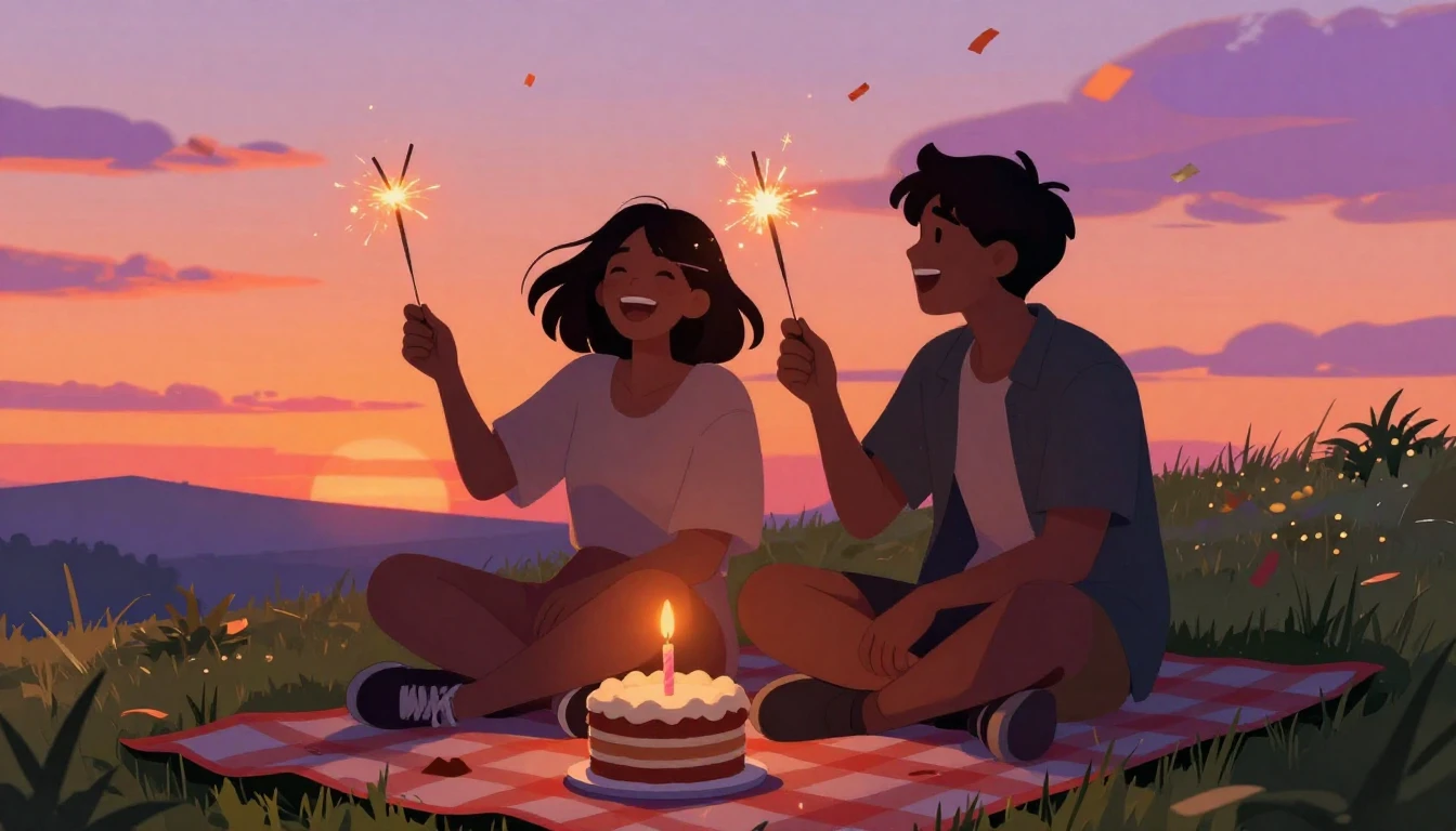 A vibrant digital art illustration featuring two friends sit...