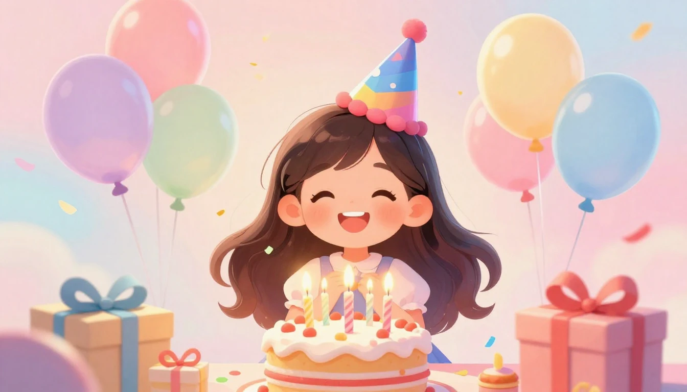 A heartwarming and festive illustration for a birthday song ...