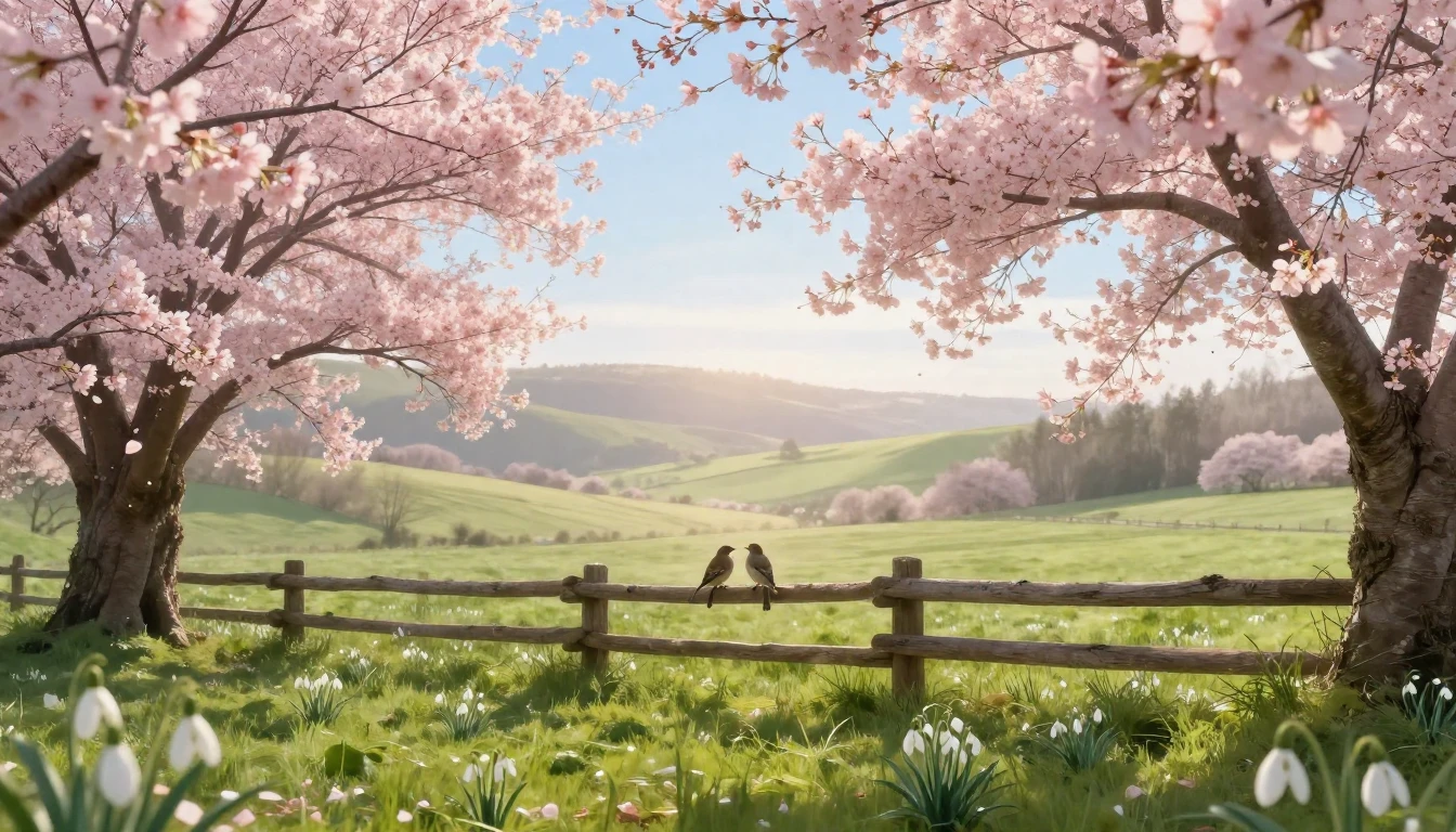 A breathtaking spring landscape in a rural setting. Delicate...