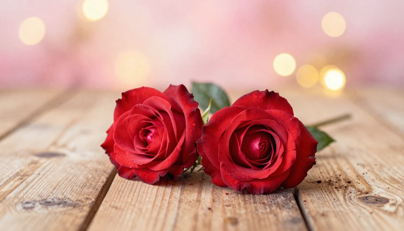 A beautiful watercolor painting of two delicate red roses in...