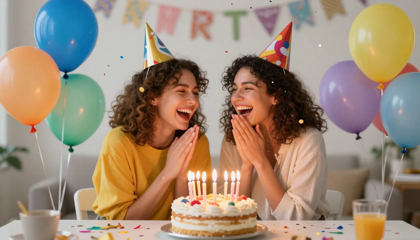 A joyful and heartwarming birthday celebration scene featuri...