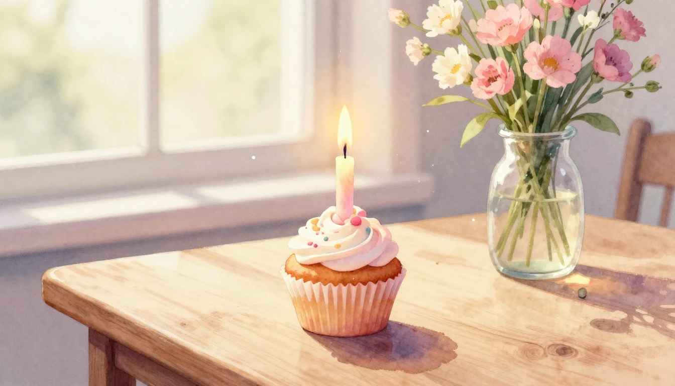 A beautiful watercolor painting of a single lit candle on a ...