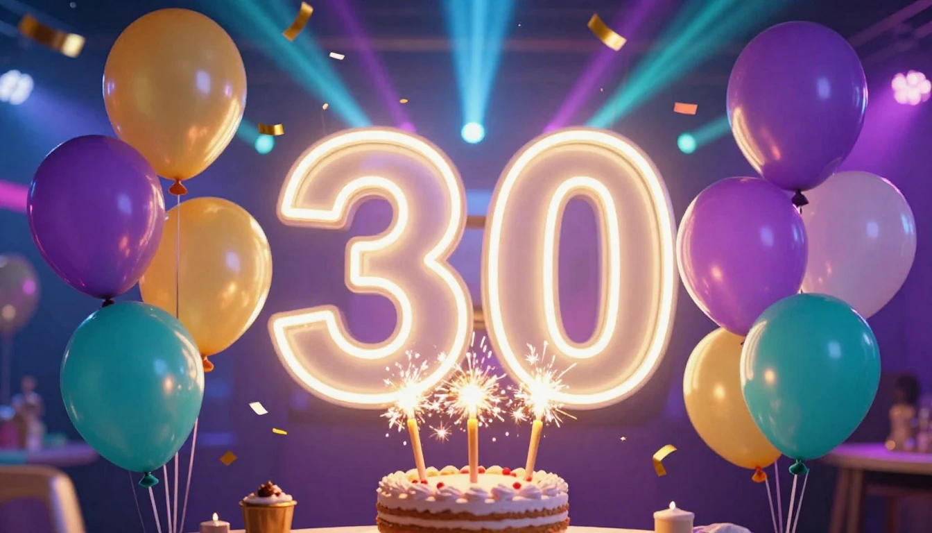 A vibrant and colorful birthday party scene celebrating the ...