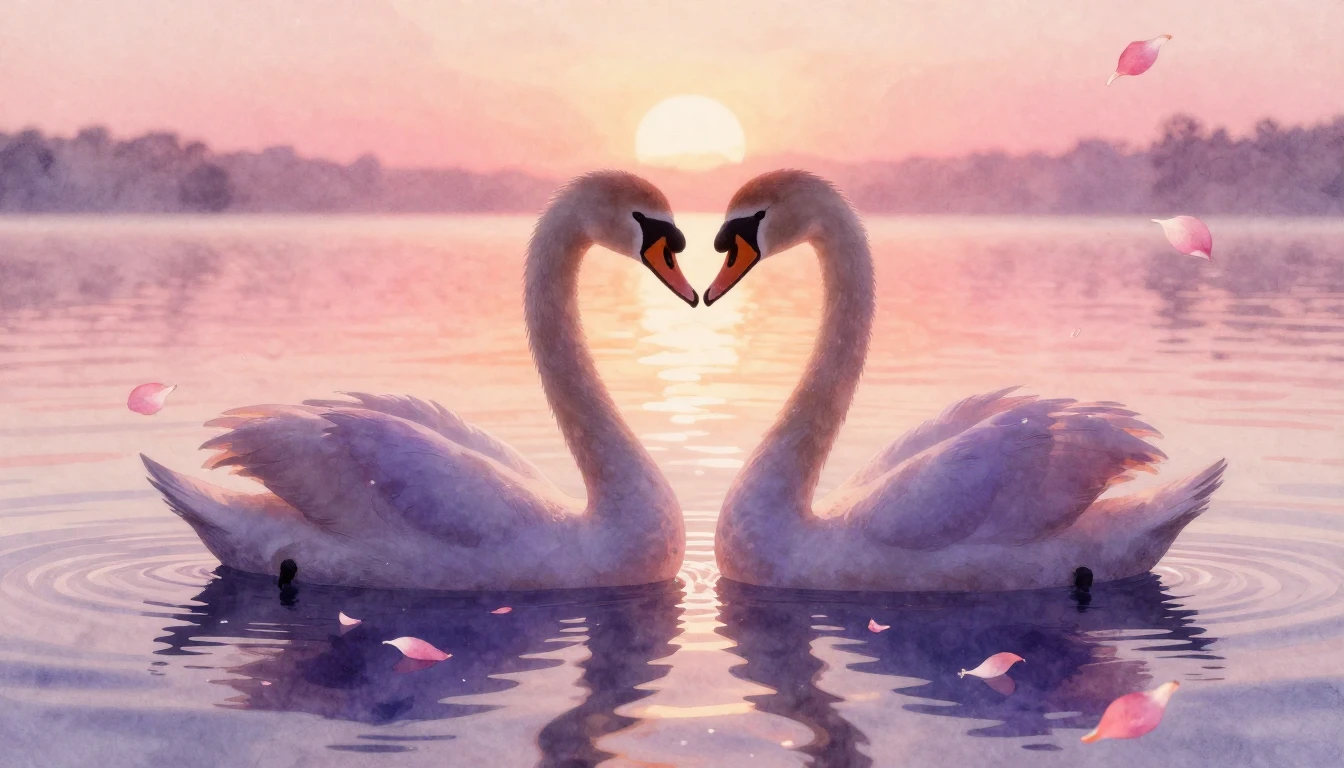 A delicate and ethereal watercolor painting depicting two st...