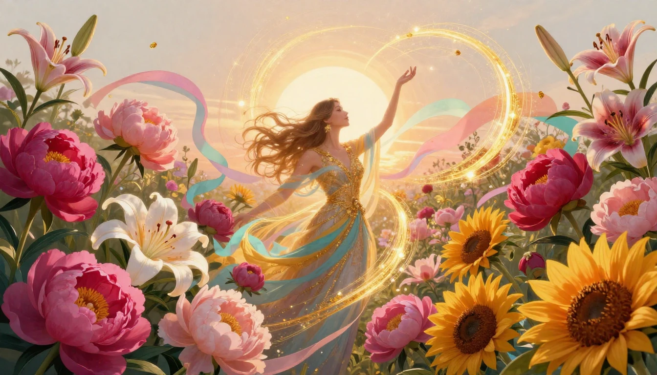 A vibrant and artistic composition celebrating feminine ener...