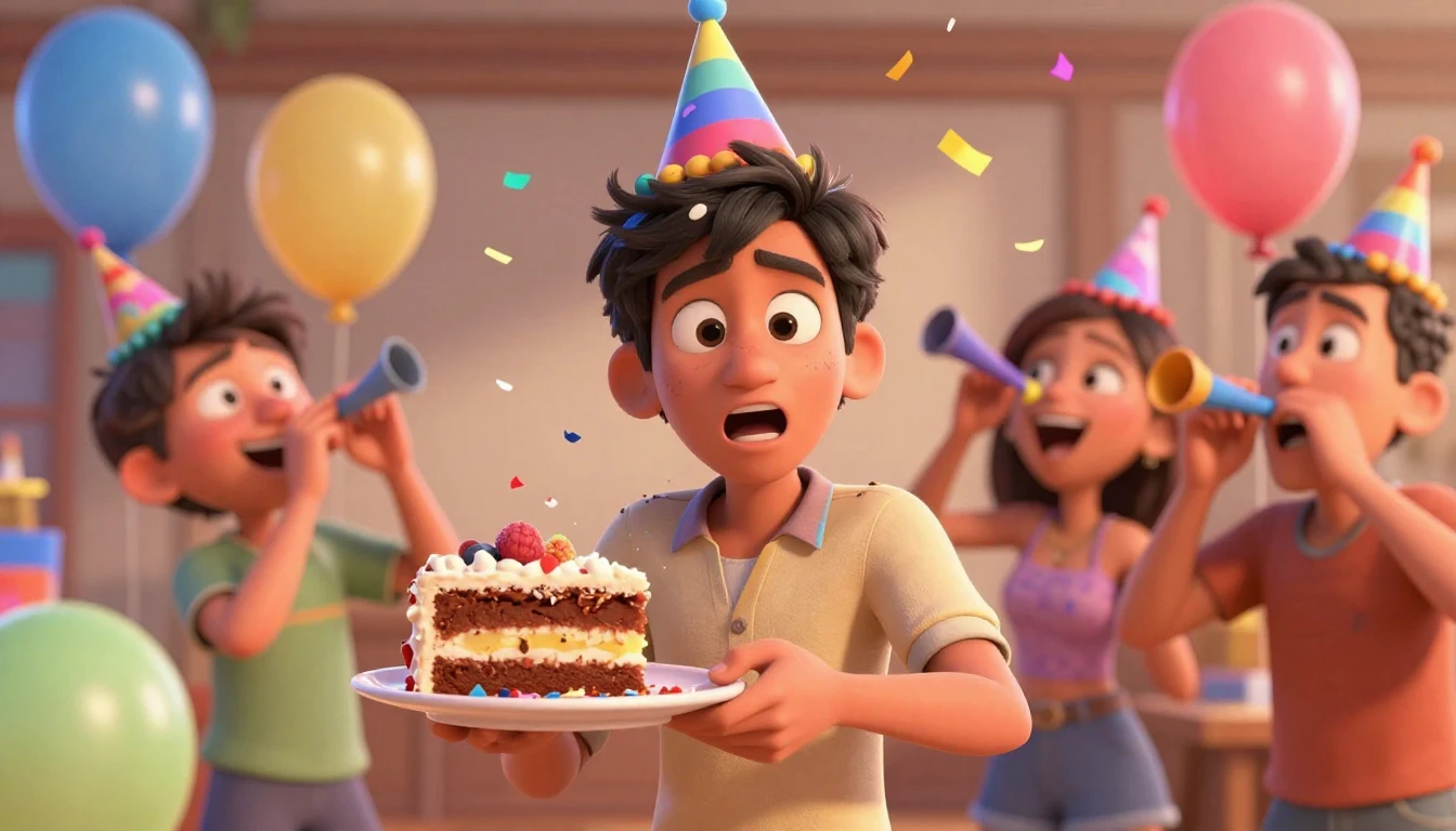 A funny and vibrant 3D animated scene in the style of Pixar ...