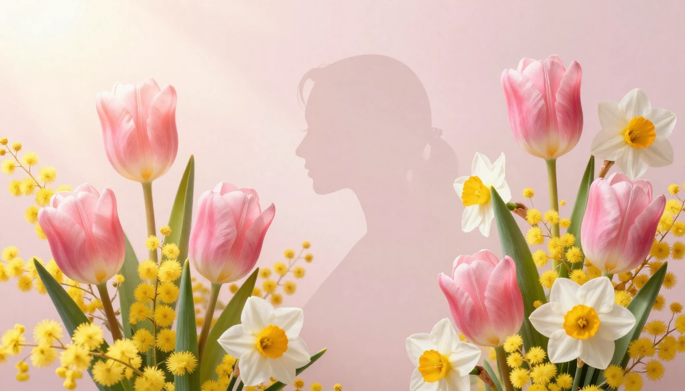 A beautiful and vibrant composition of blooming spring flowe...