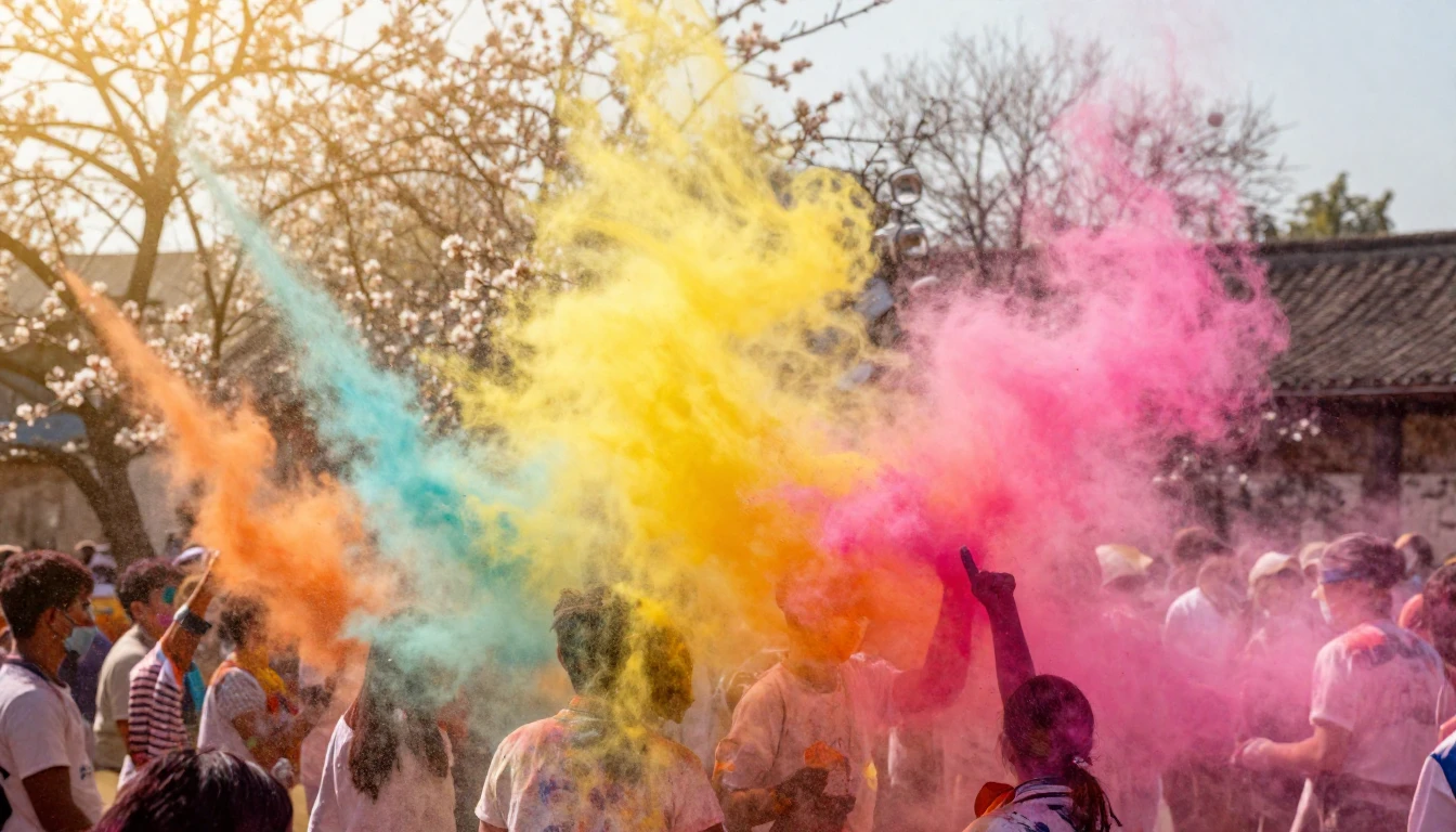 A vibrant scene celebrating the essence of spring with explo...