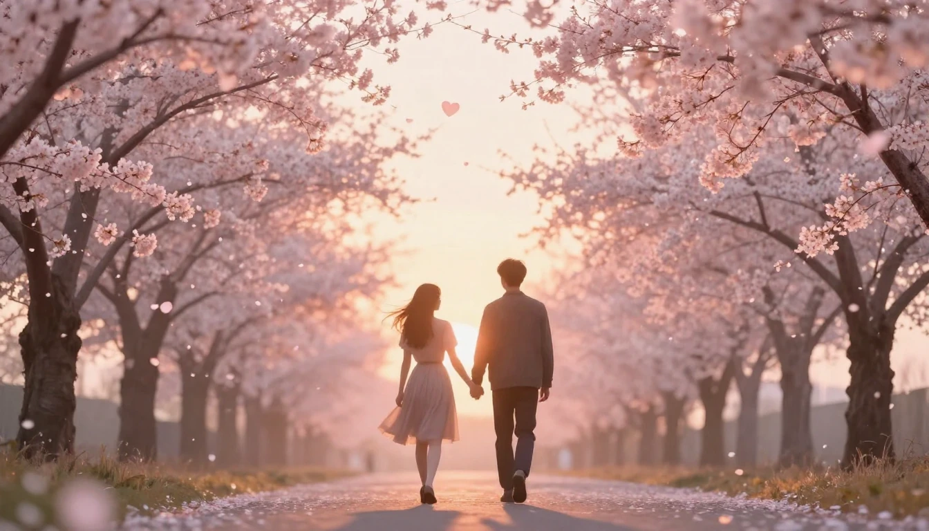 A romantic and dreamy composition featuring two silhouettes ...