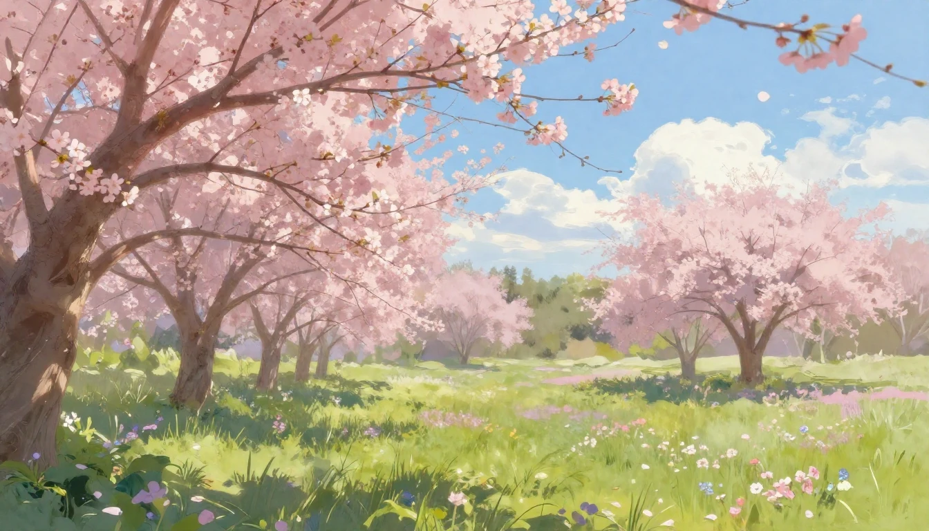 A vibrant landscape capturing the essence of spring. Soft pa...