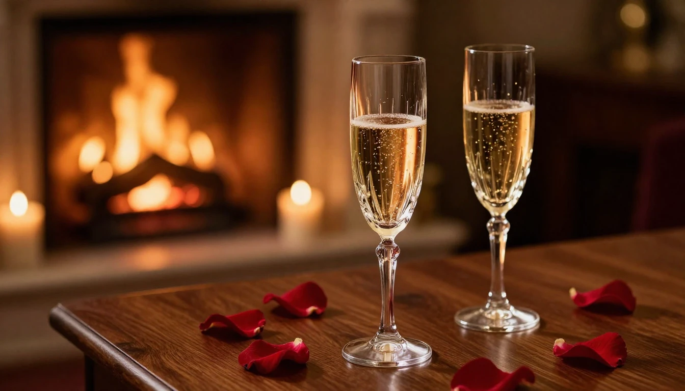 A close-up shot of two elegant crystal glasses filled with s...