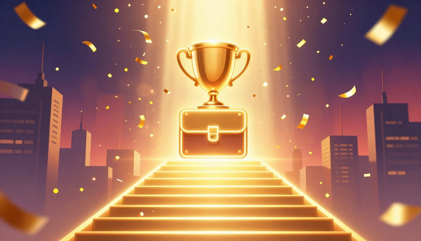 A vibrant digital illustration symbolizing career success an...