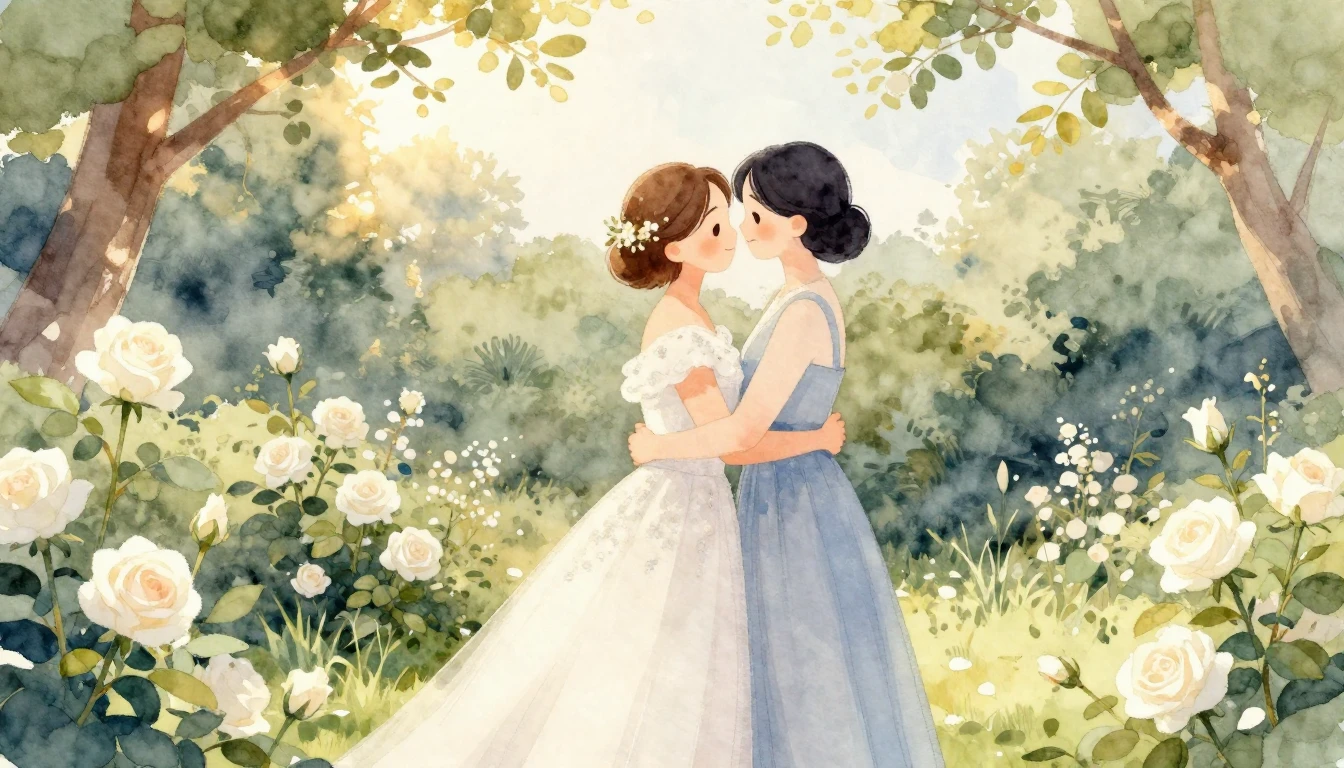 A heartwarming watercolor illustration showing two best frie...