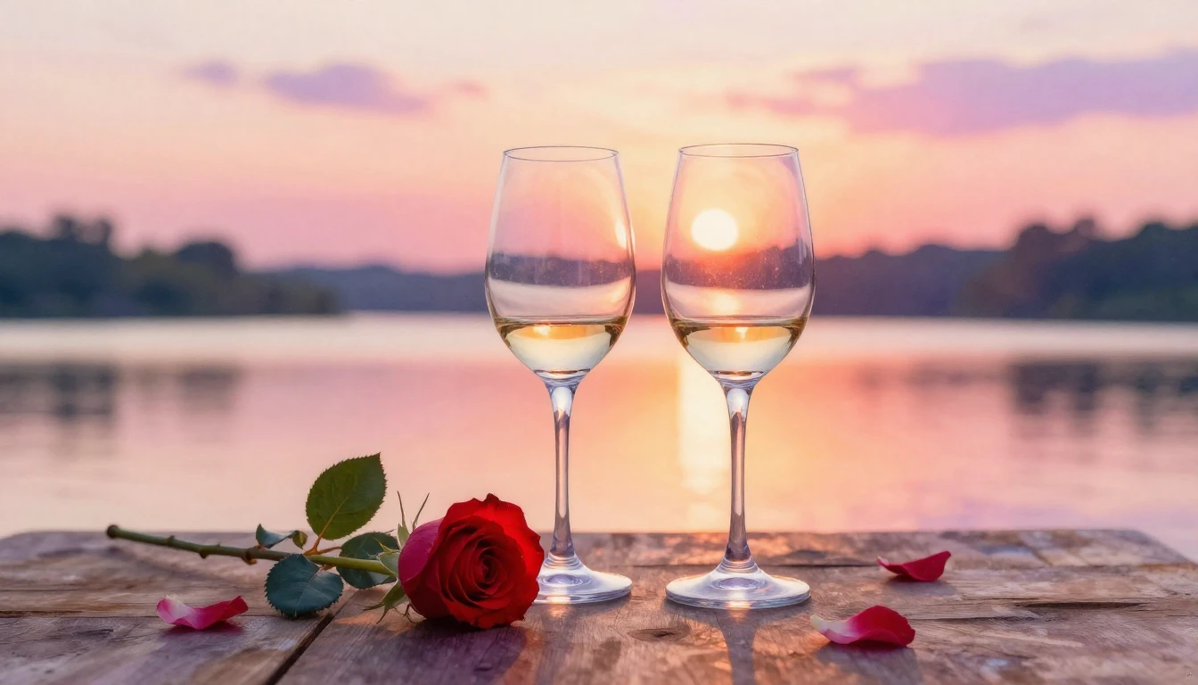 A beautiful watercolor painting of two elegant wine glasses ...