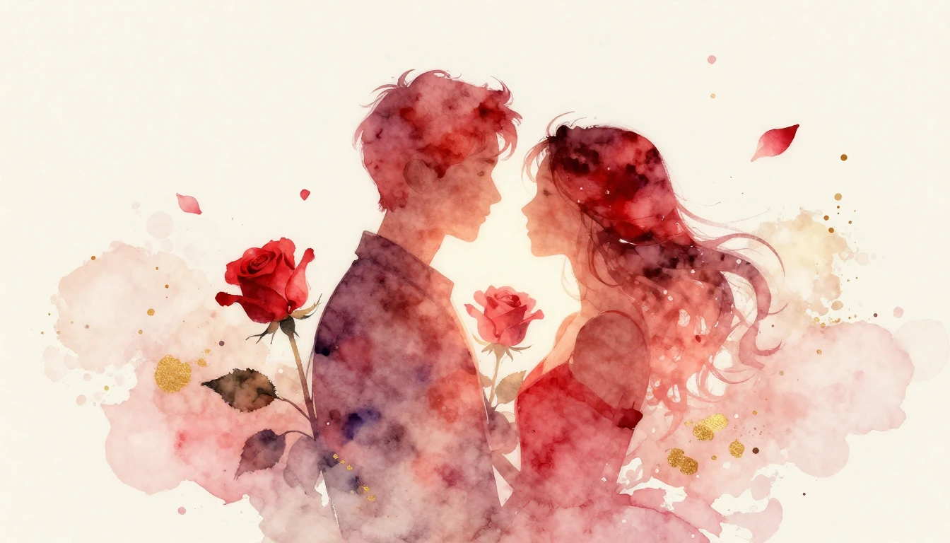 A beautiful watercolor painting depicting two intertwined si...