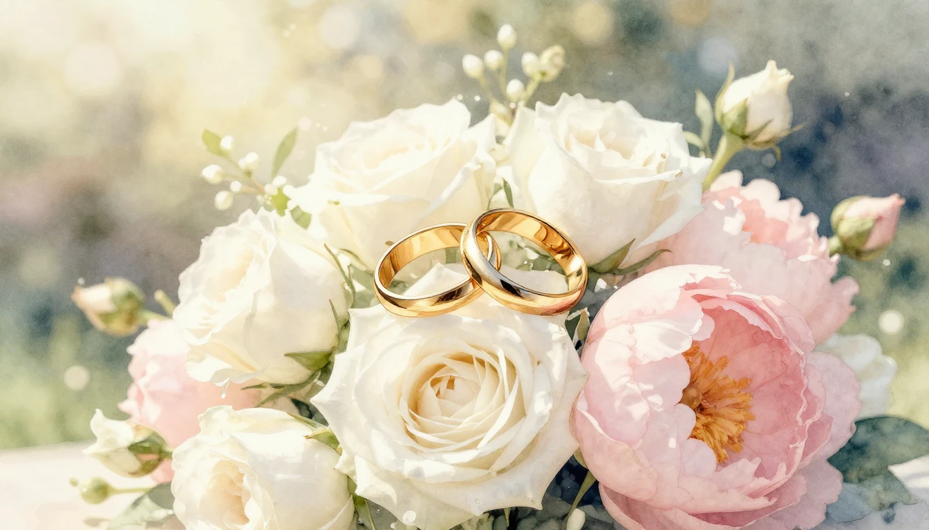 A beautiful and romantic watercolor painting composition for...