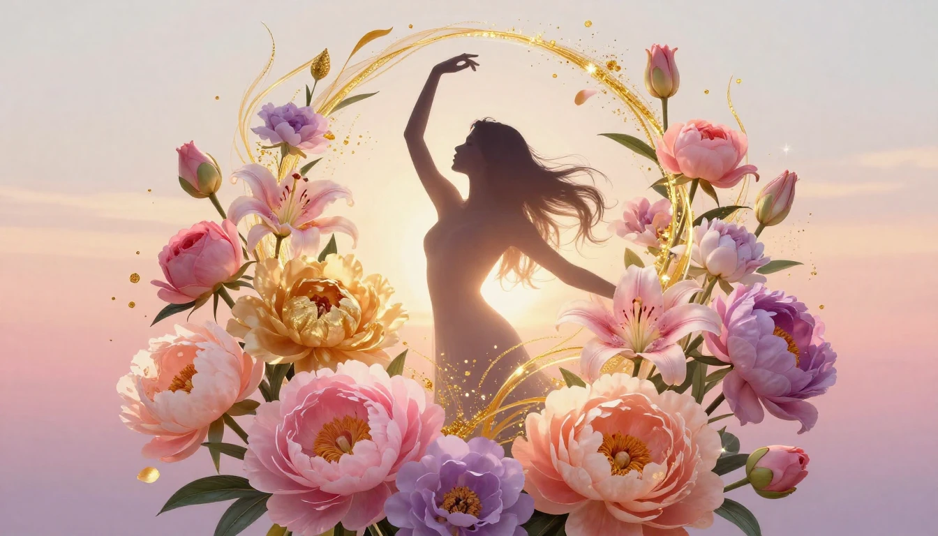 A vibrant and elegant composition celebrating femininity and...