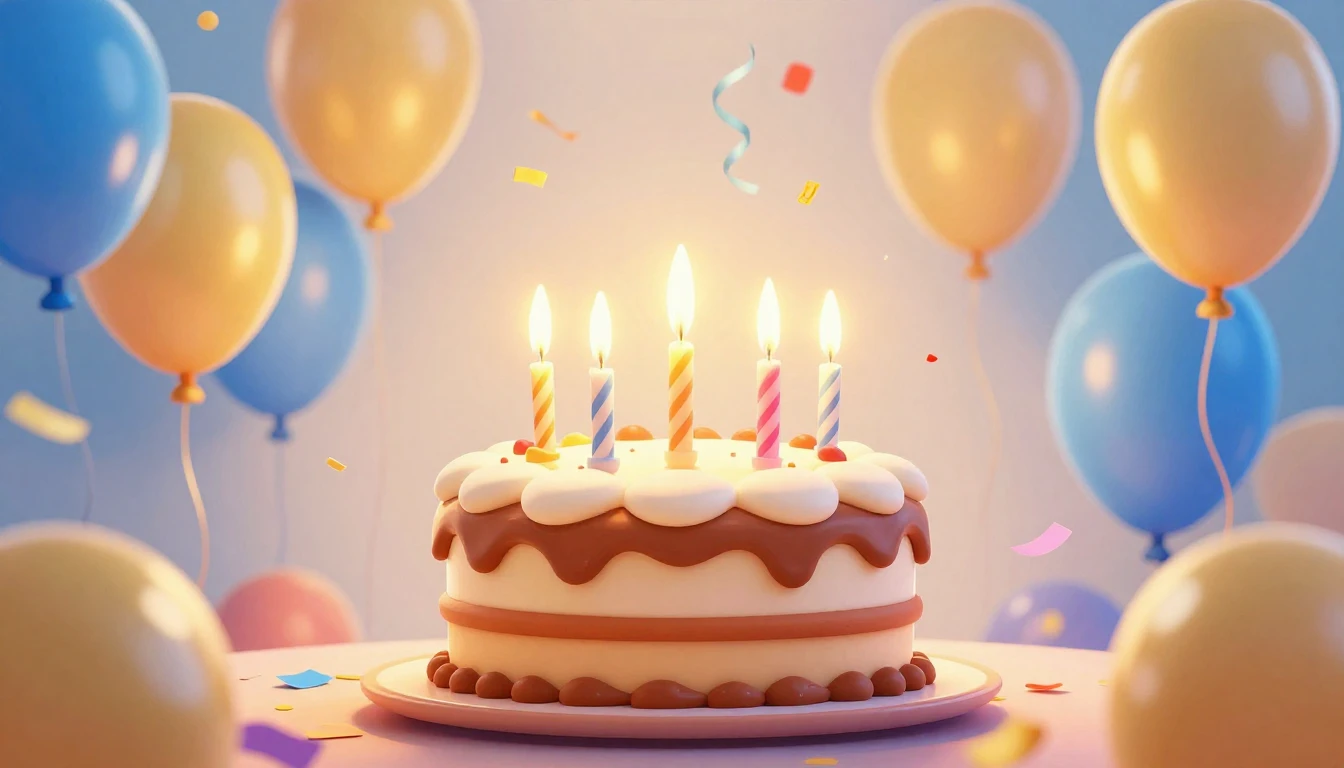 A vibrant and festive birthday celebration scene, digital ar...