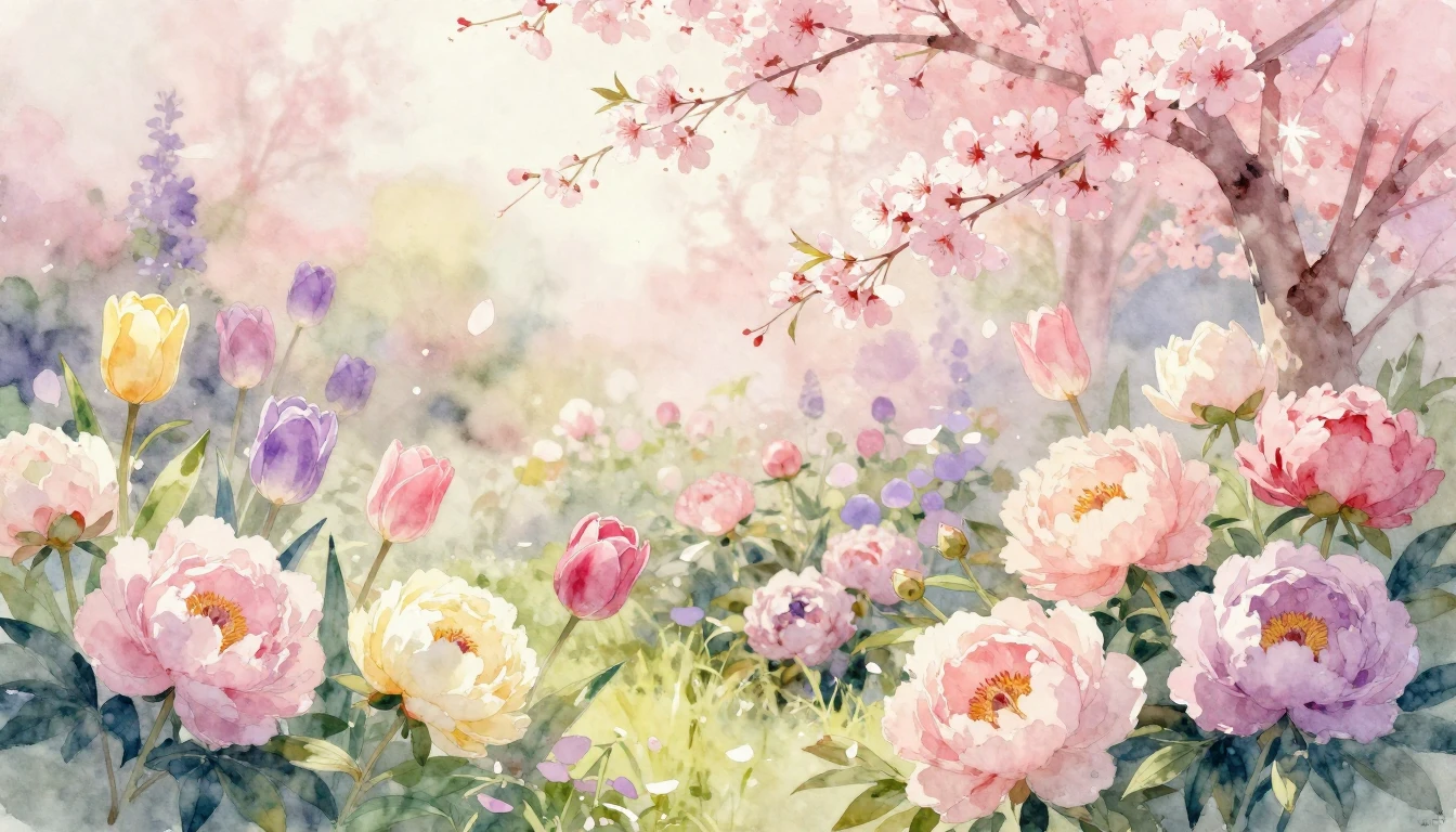 A beautiful and delicate watercolor painting of a blooming g...