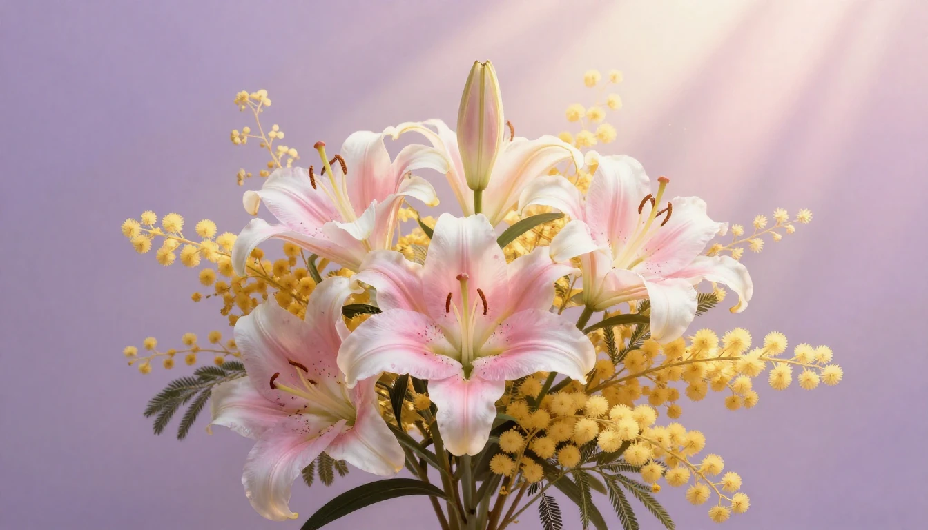 A beautiful and delicate composition of blooming flowers lik...
