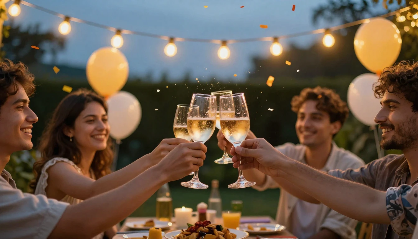 A vibrant and heartwarming scene of a birthday celebration o...