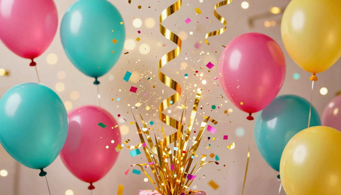 A vibrant and celebratory scene featuring a stylized explosi...