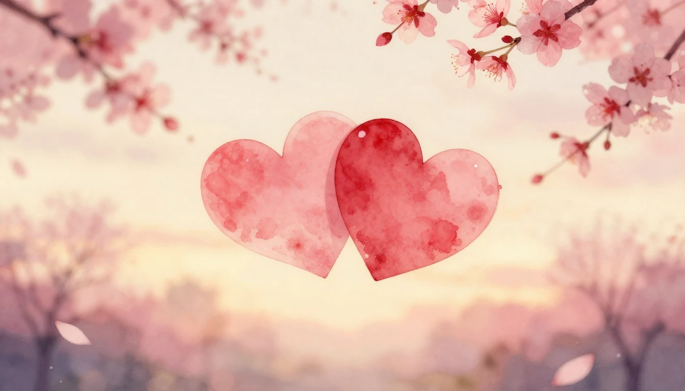 A delicate watercolor painting of two intertwined ethereal h...