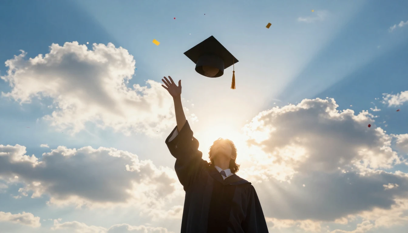 A vibrant and uplifting scene symbolizing academic success a...