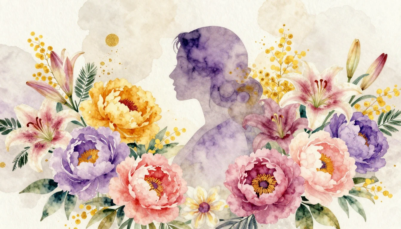 A vibrant watercolor painting featuring a diverse array of b...