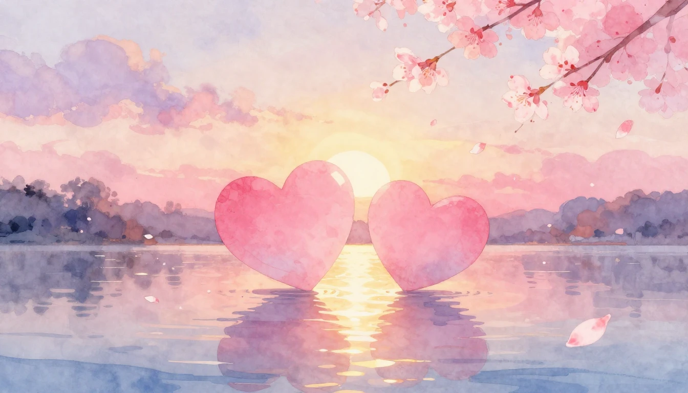 A beautiful and ethereal watercolor painting depicting two s...