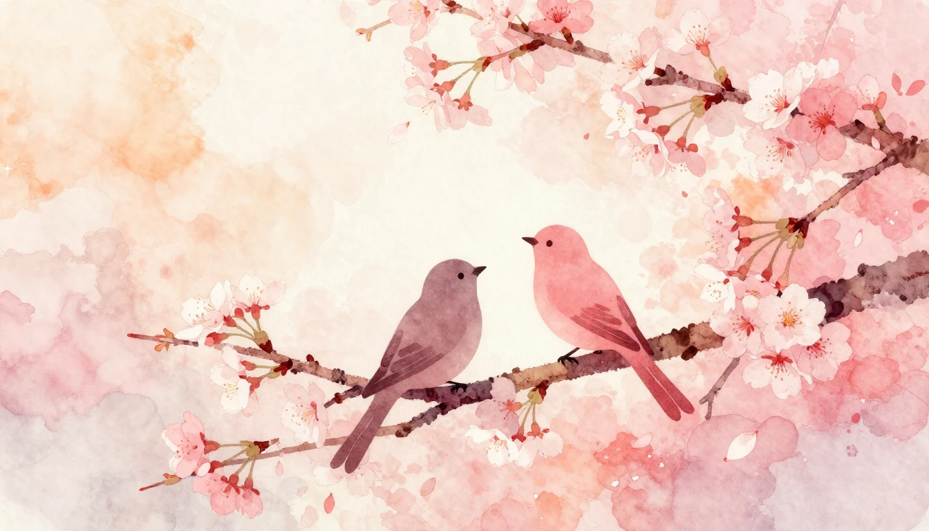 A soft watercolor painting depicting two stylized silhouette...