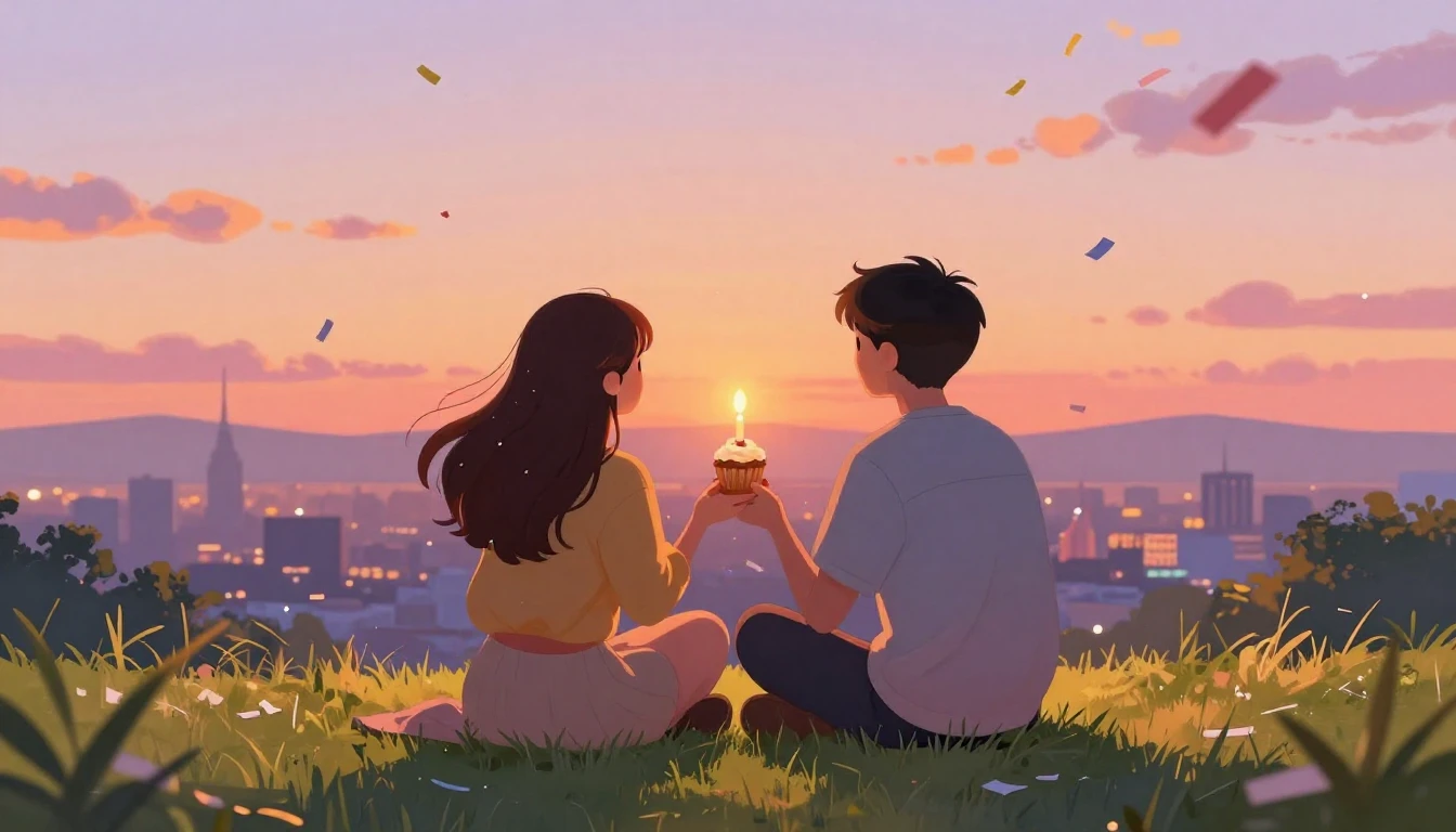 A heartwarming illustration of two friends sitting side by s...