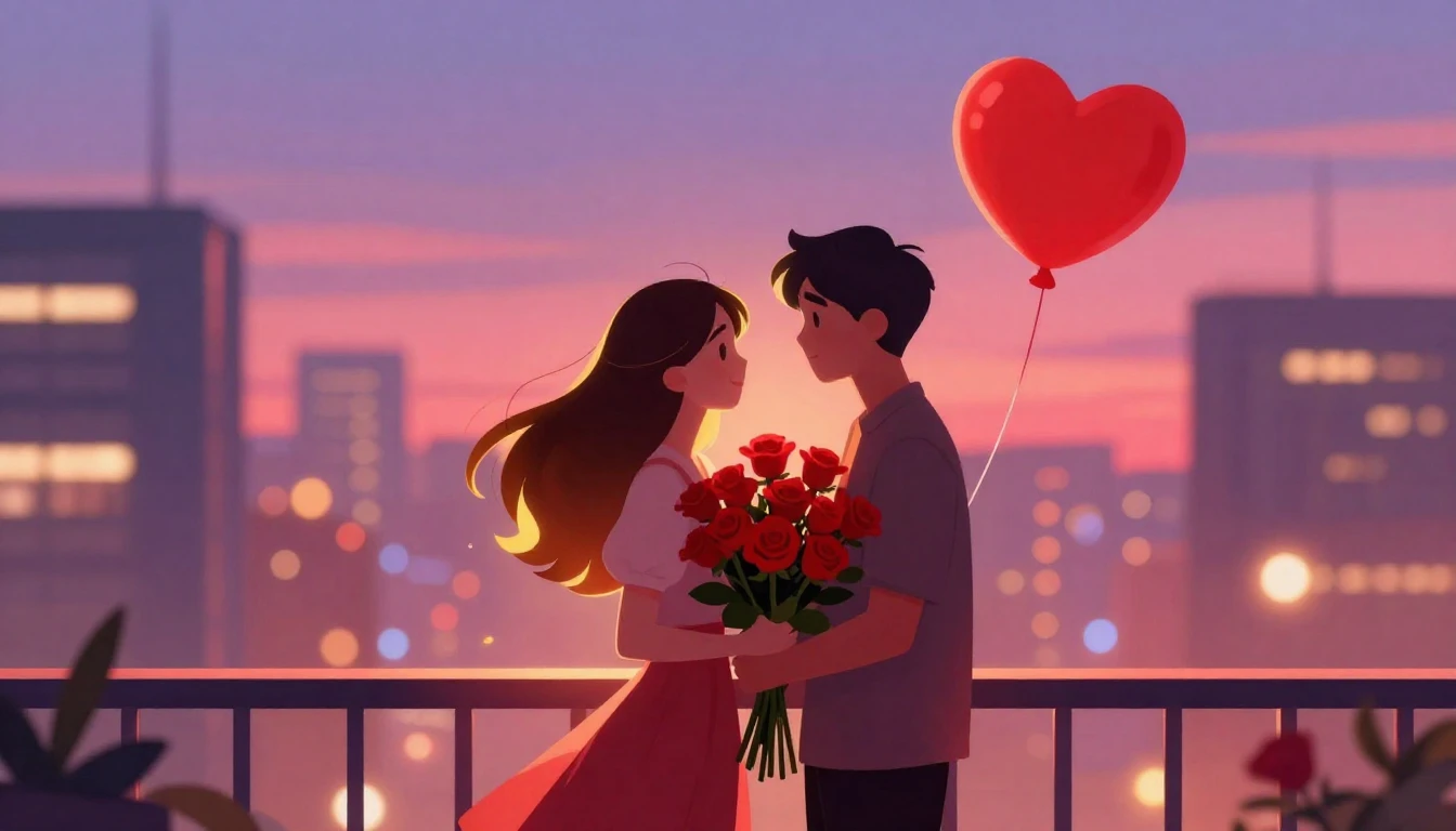 A romantic and vibrant digital art illustration suitable for...