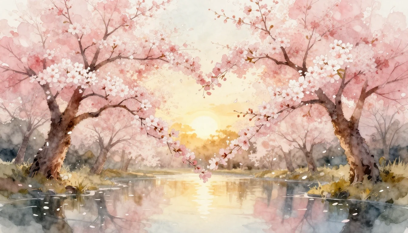 A beautiful and ethereal watercolor painting of two intertwi...