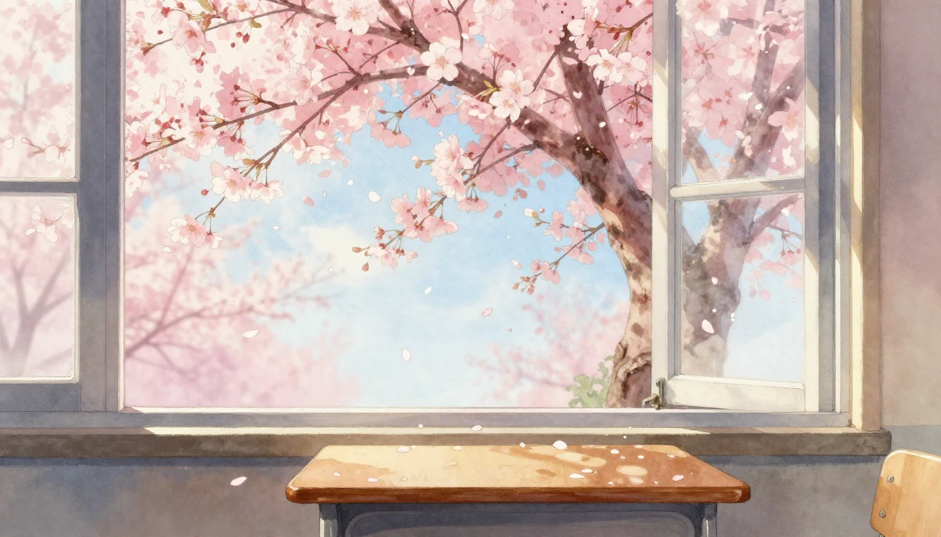 A beautiful watercolor painting of a cherry blossom tree in ...