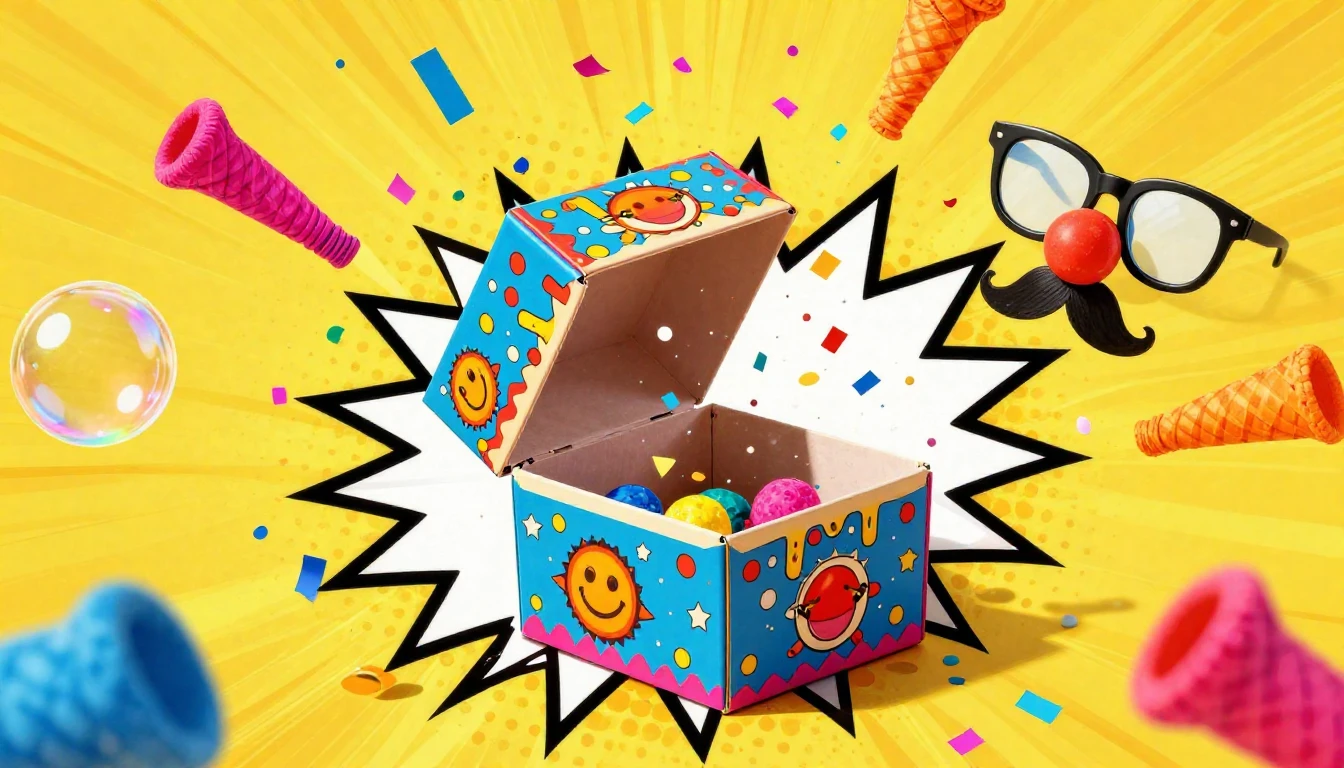 A vibrant scene filled with iconic symbols of mischief and h...