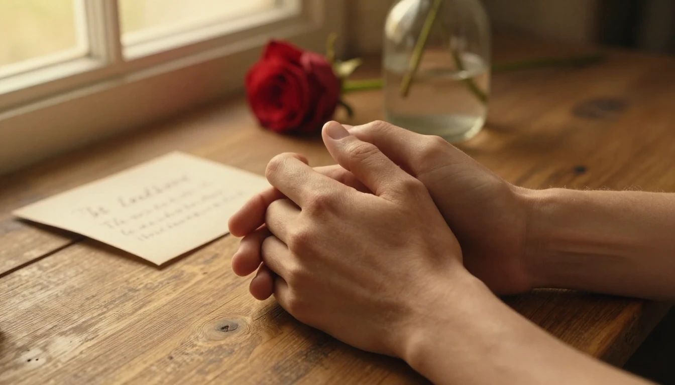 A warm and intimate close-up shot of two hands holding each ...