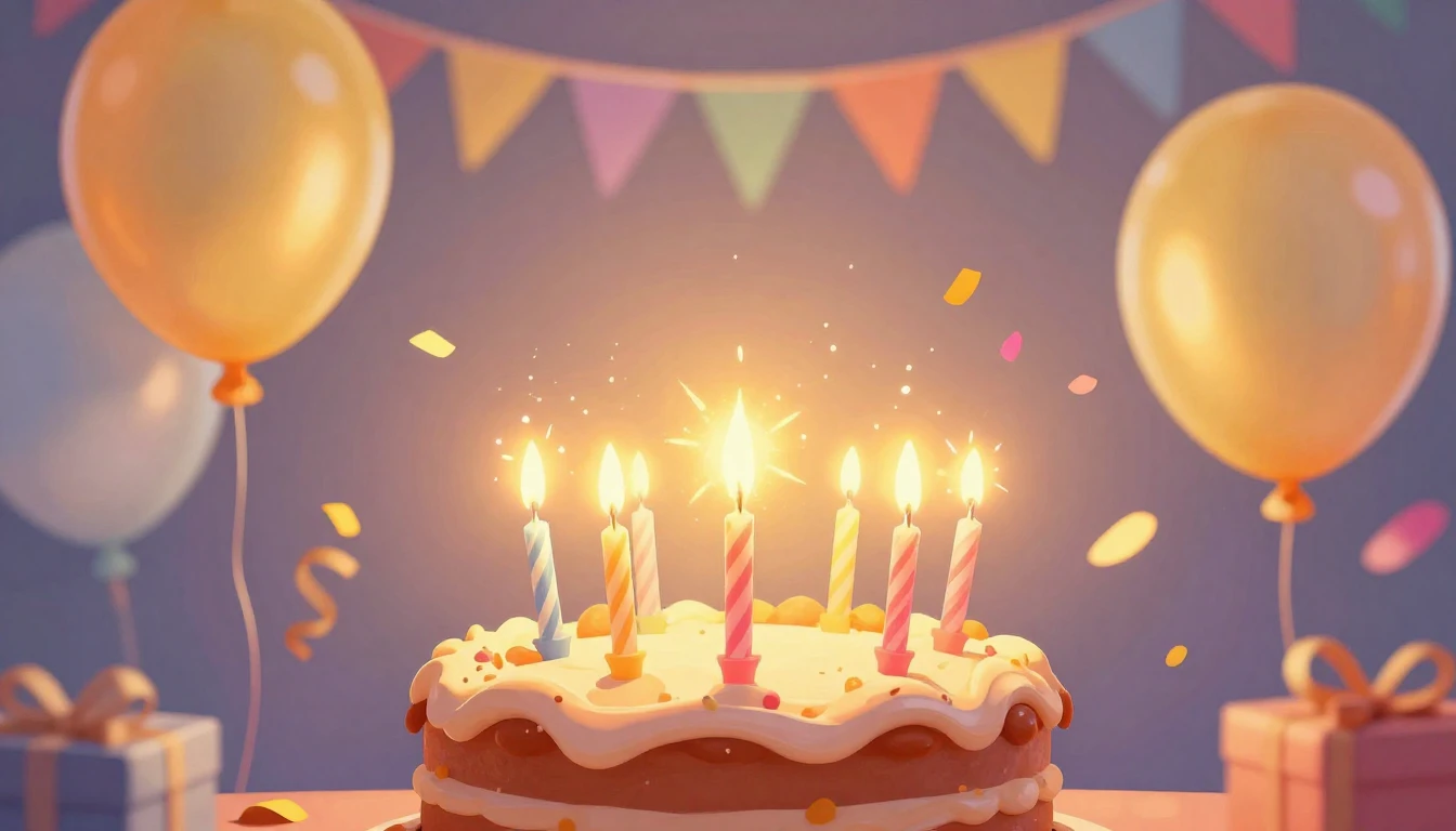A vibrant and joyful birthday celebration scene featuring a ...