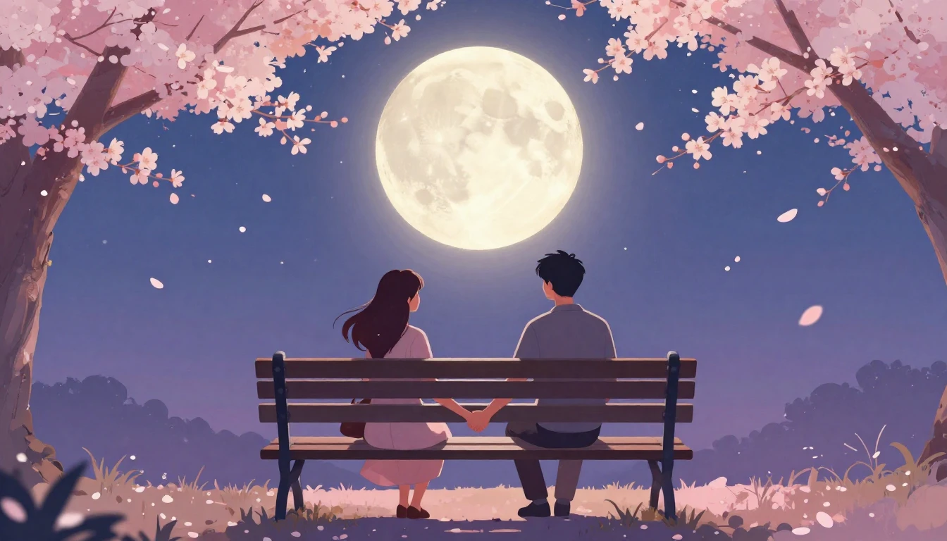 A romantic artistic illustration of a couple holding hands o...