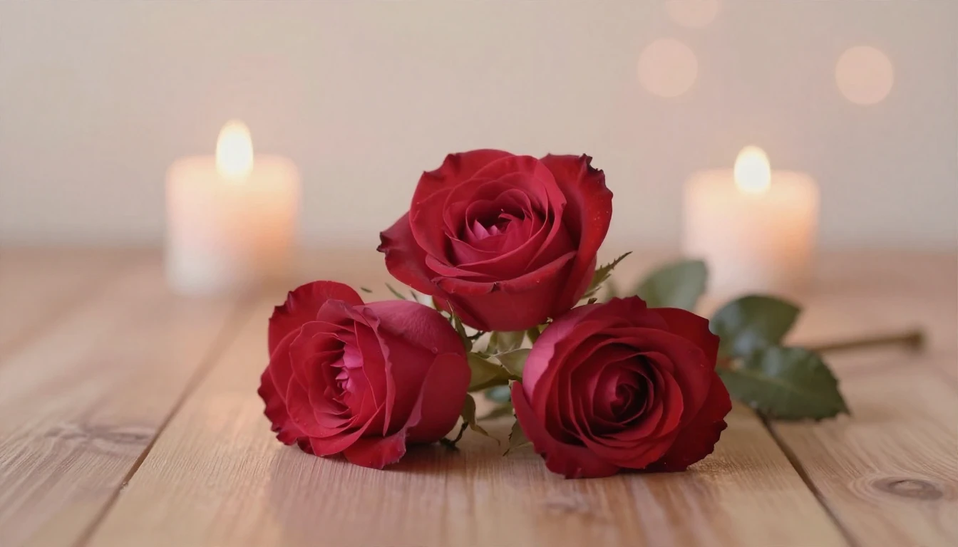 A soft and ethereal painting depicting two delicate red rose...