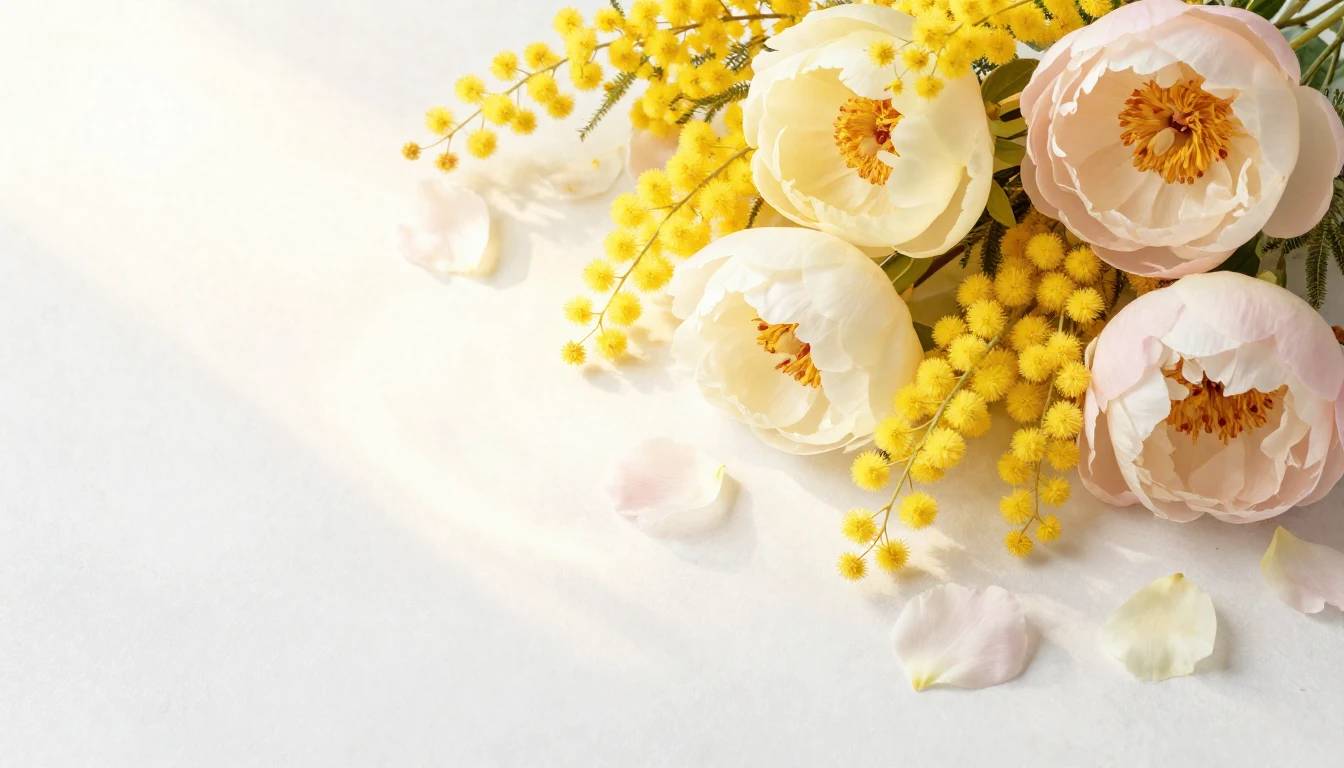 A beautiful and delicate composition of spring flowers like ...