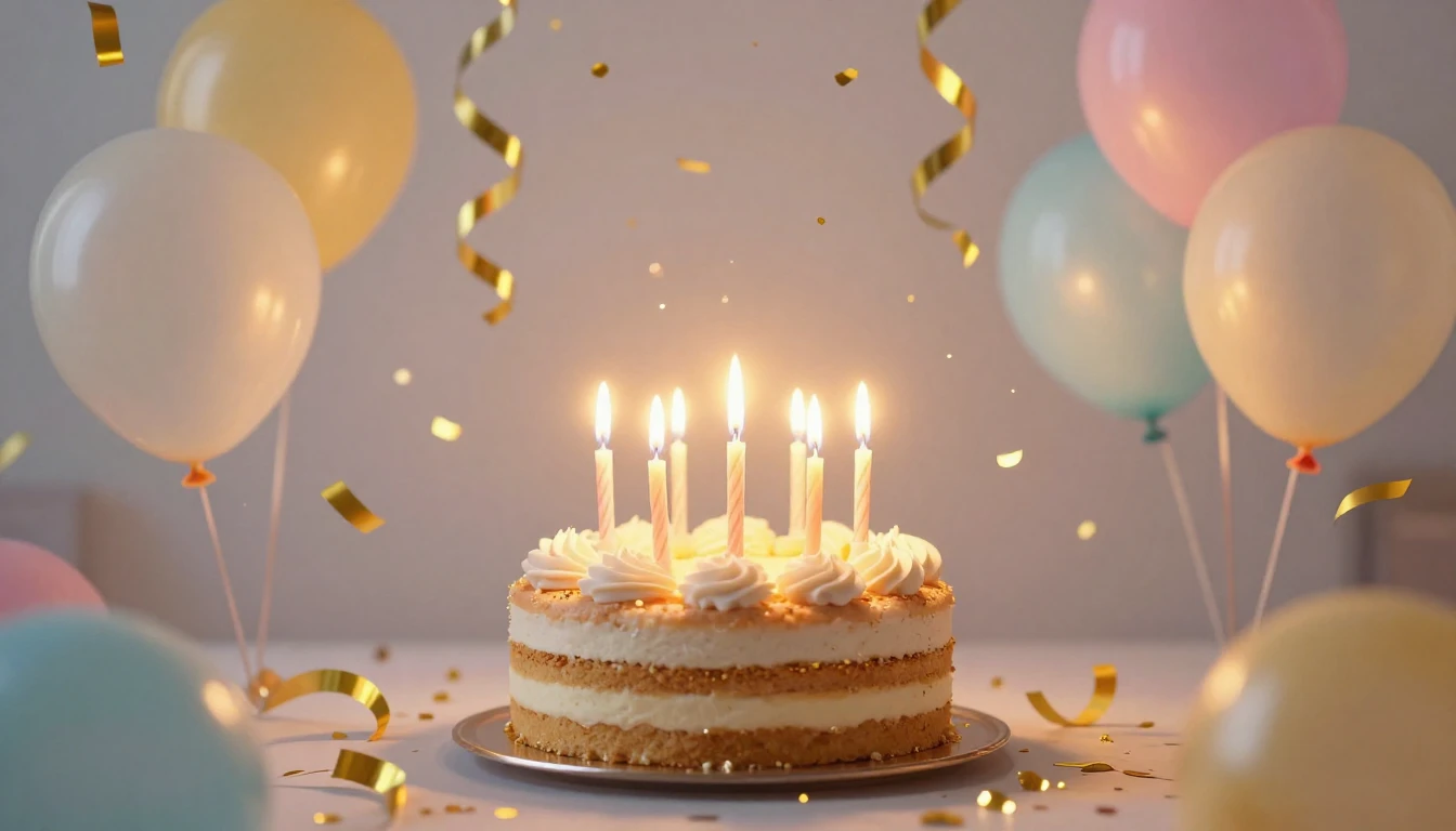 A festive and joyful birthday concept art featuring a delici...