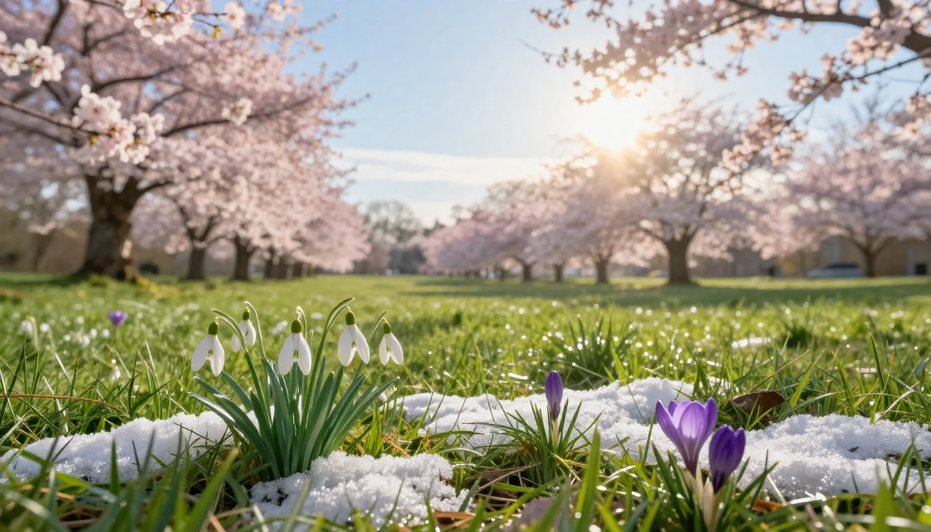 A serene landscape featuring a lush green meadow where the f...