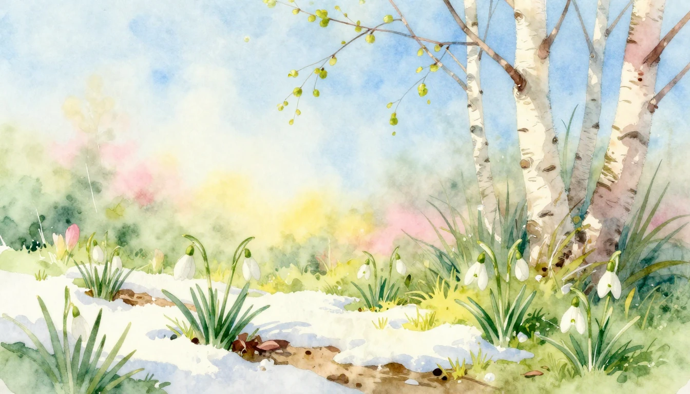 A delicate watercolor painting showcasing the first signs of...