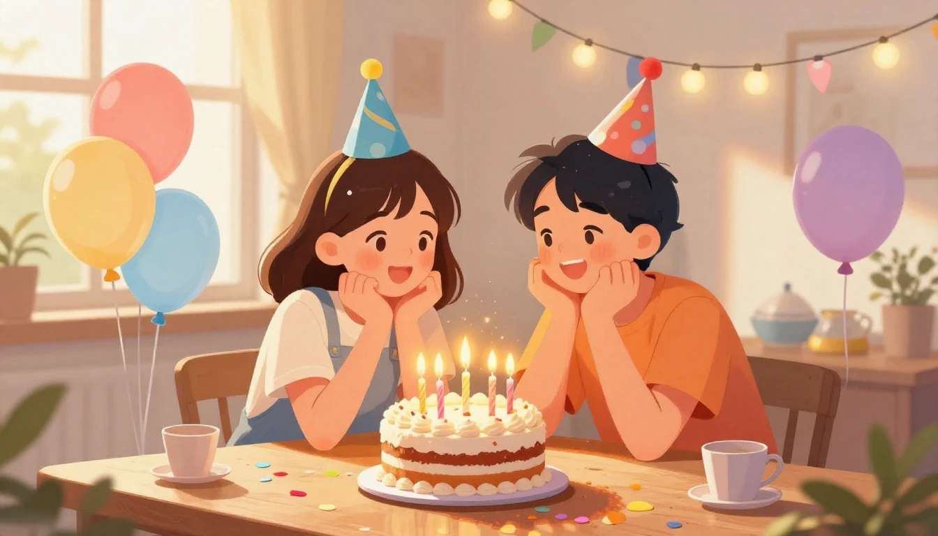 A heartwarming illustration of two best friends celebrating ...