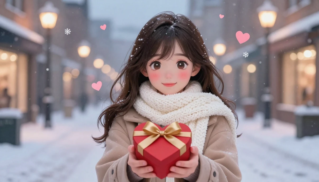 A romantic and cute anime-style illustration of a young woma...