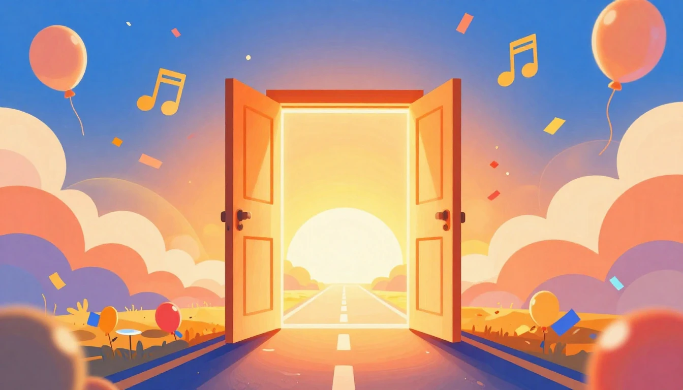 A vibrant digital art illustration of a joyful birthday cele...