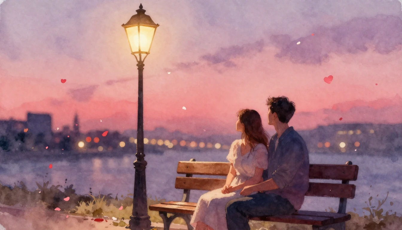 A romantic and emotional watercolor painting illustrating a ...