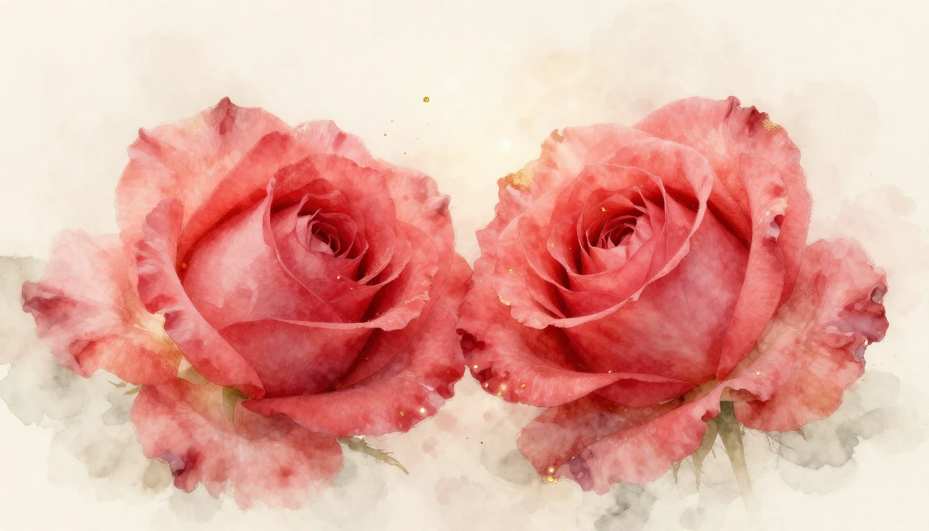 A beautiful and ethereal watercolor painting of two delicate...